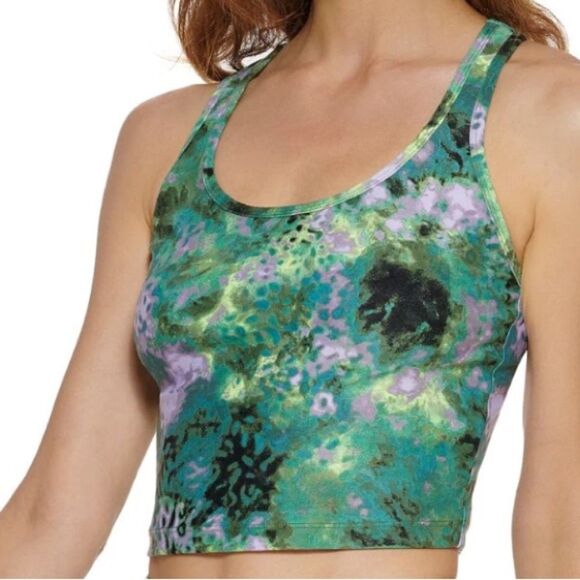 NWT Calvin Klein Performance Printed Racerback Cropped Tank Top Size Xsmall - Picture 1 of 8